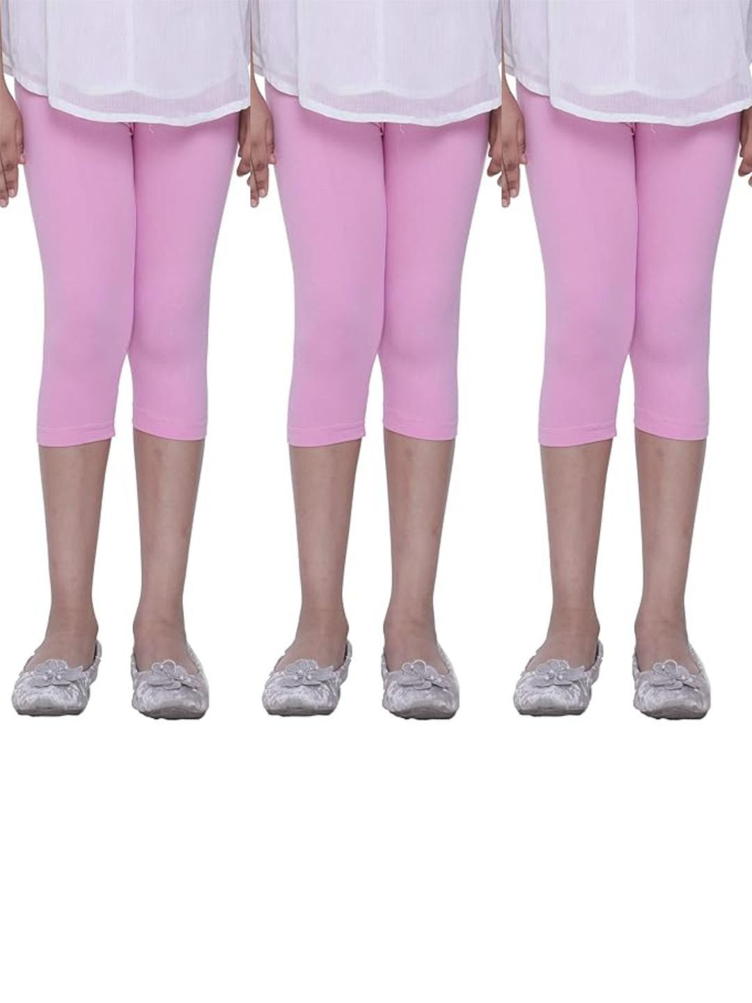 Tik Tok WEARS Girls Pink Pack Of 3 Cotton Capris