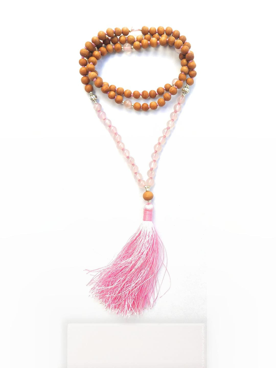 Apnisanskriti Unisex Chandan Sandalwood Light Pink Stone Designer Mala