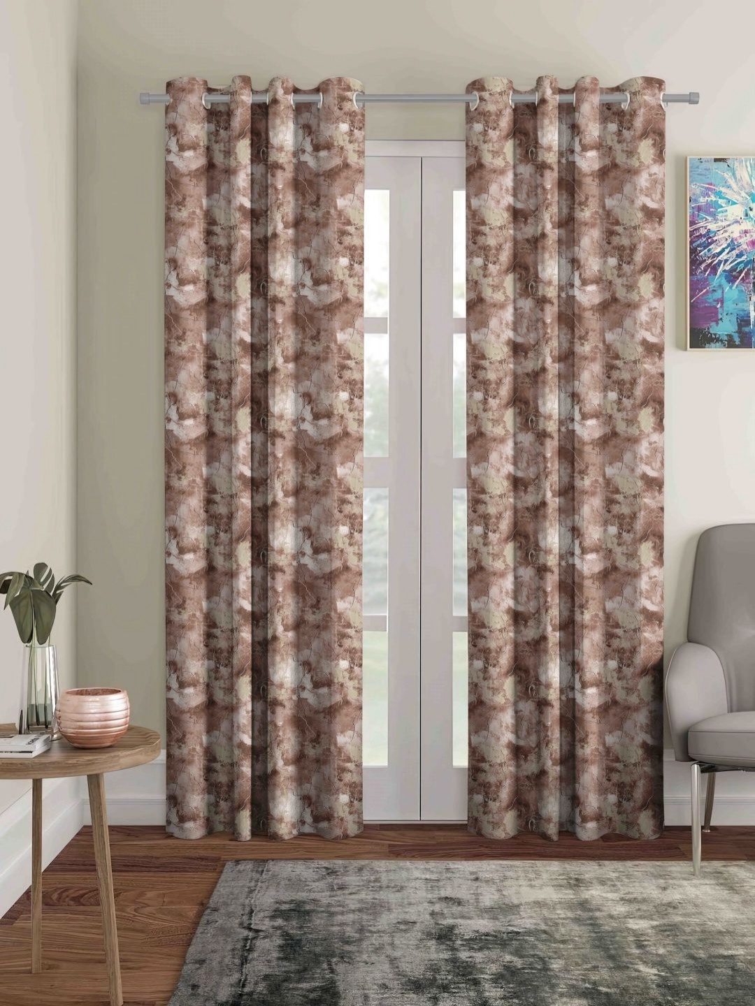 Myntra Elegant Homes Premium Floral Coffee Set 2 Polyester Blackout Room Darkening