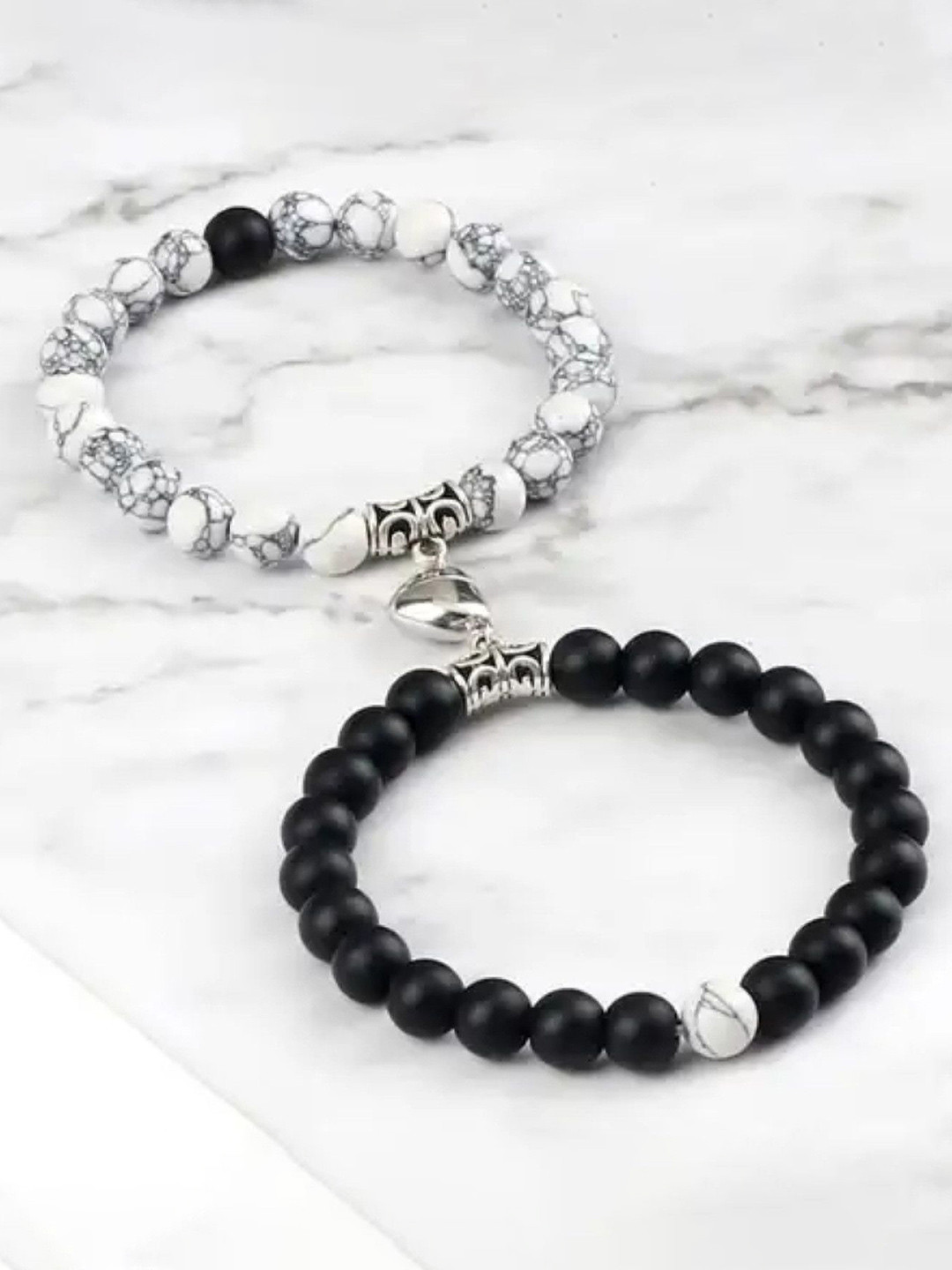 J.S ENTERPRISES Stainless Steel Set Of 2 Elasticated Bracelet