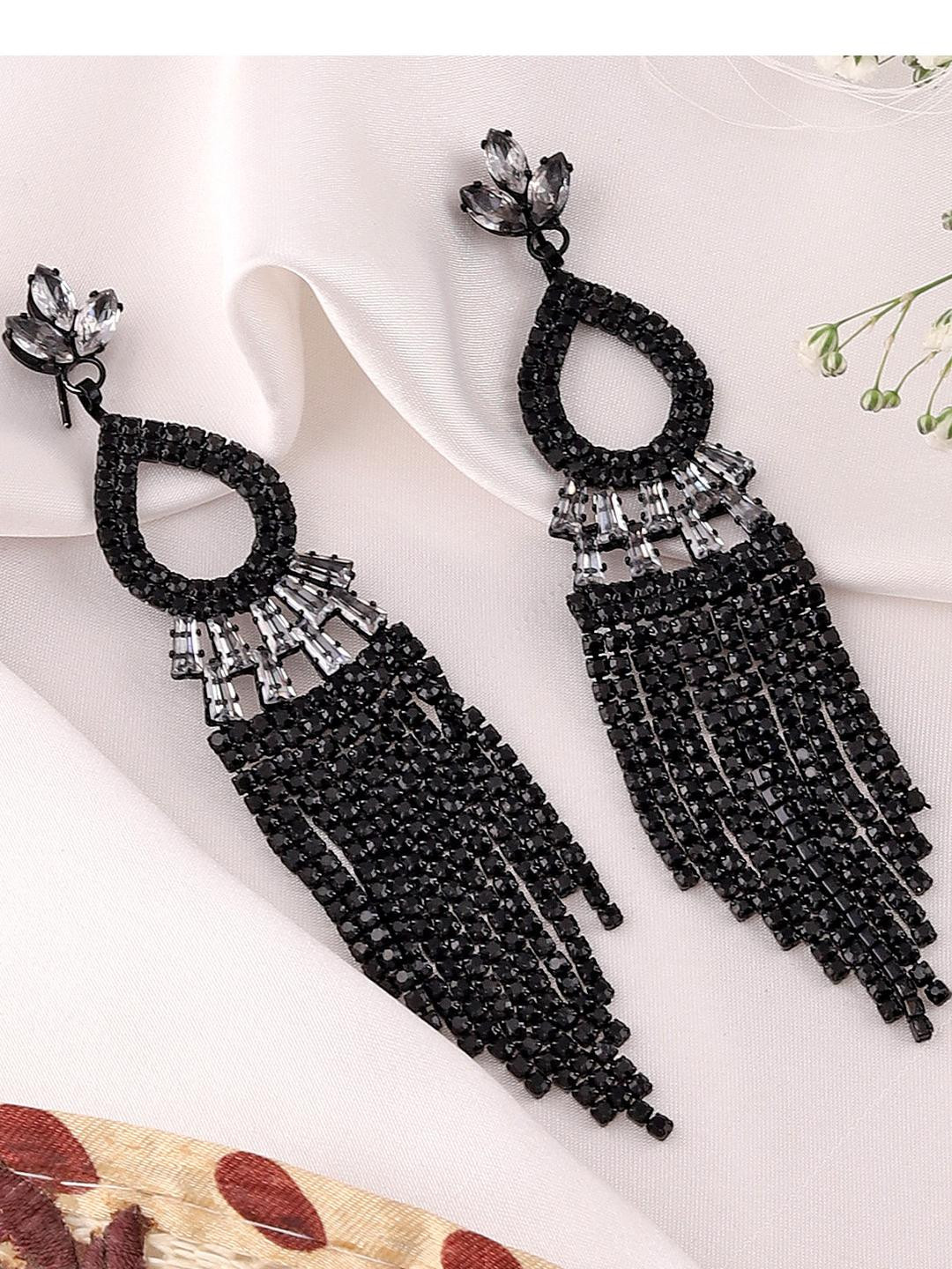 Bhagya Lakshmi Black Alloy Earrings