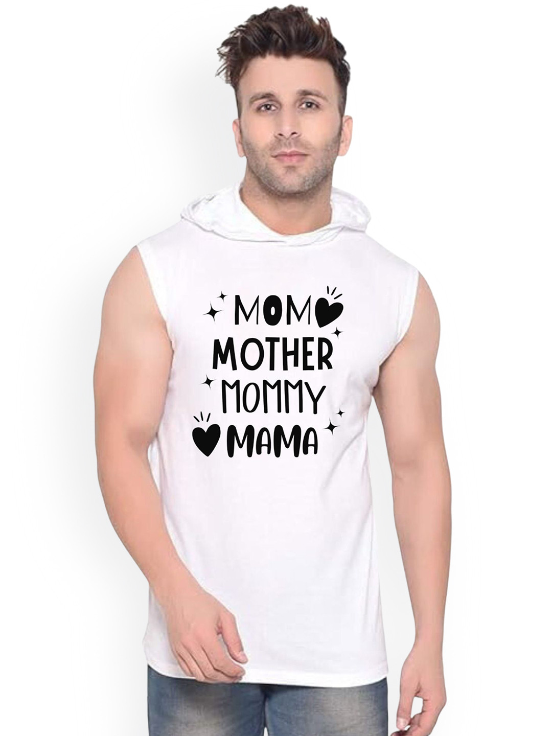 FABSTIEVE Mom Mother Printed Gym Vest vk t-050_Print-175_gym_vest White M