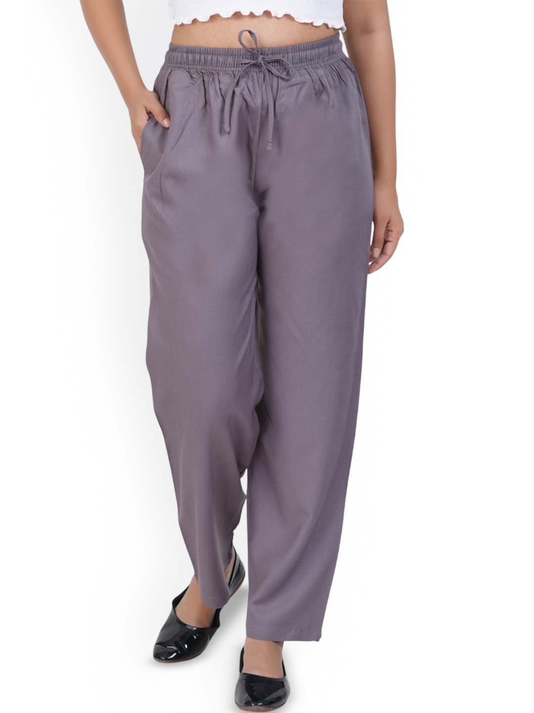 Happy Bunny Women Solid Mid-Rise Relaxed Fit Trousers