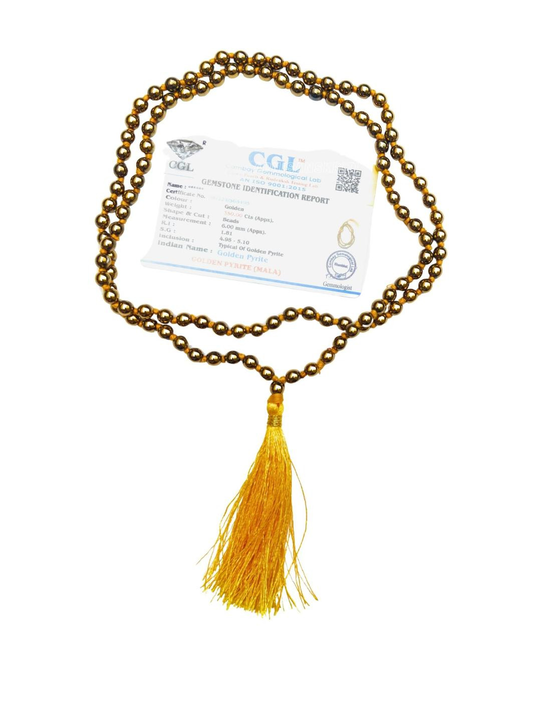 Apnisanskriti Unisex Golden Pyrite Stone Mala