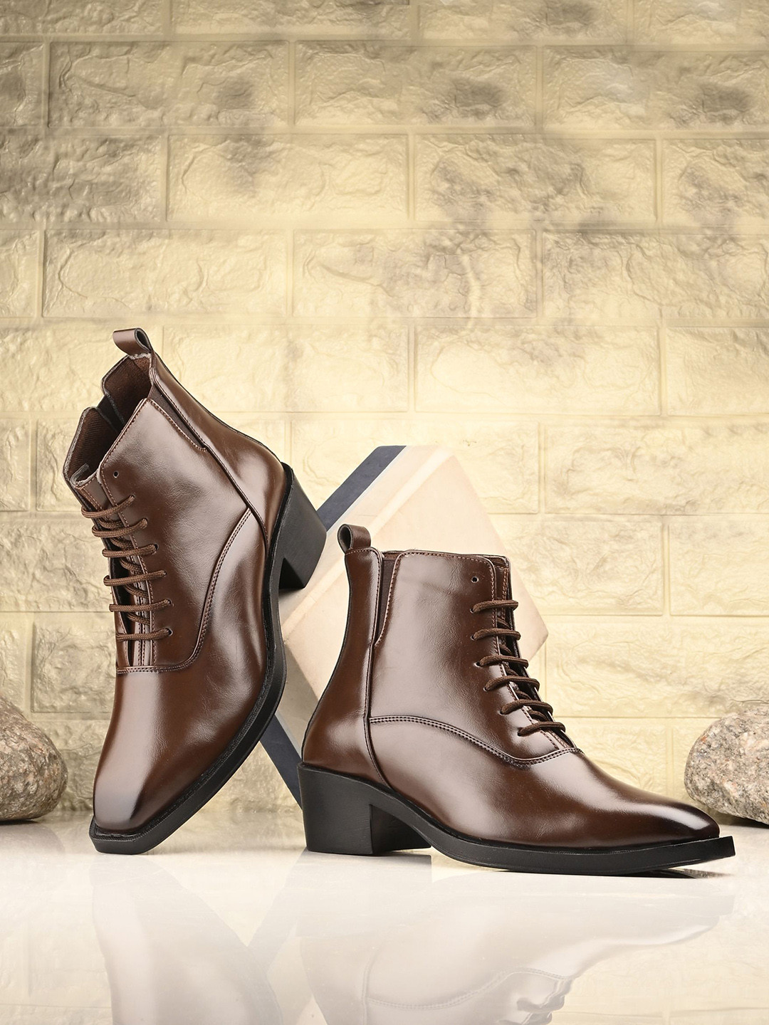 The Roadster Lifestyle Co Men Square Toe Lace Up Boots