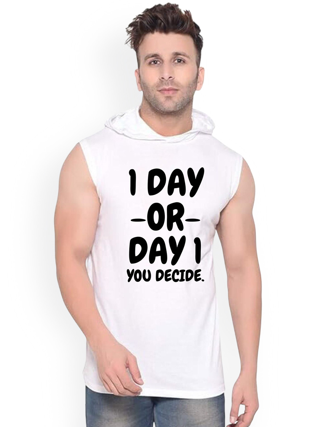 FABSTIEVE 1 Day Printed Gym Vest vk t-050_Print-270_gym_vest White M