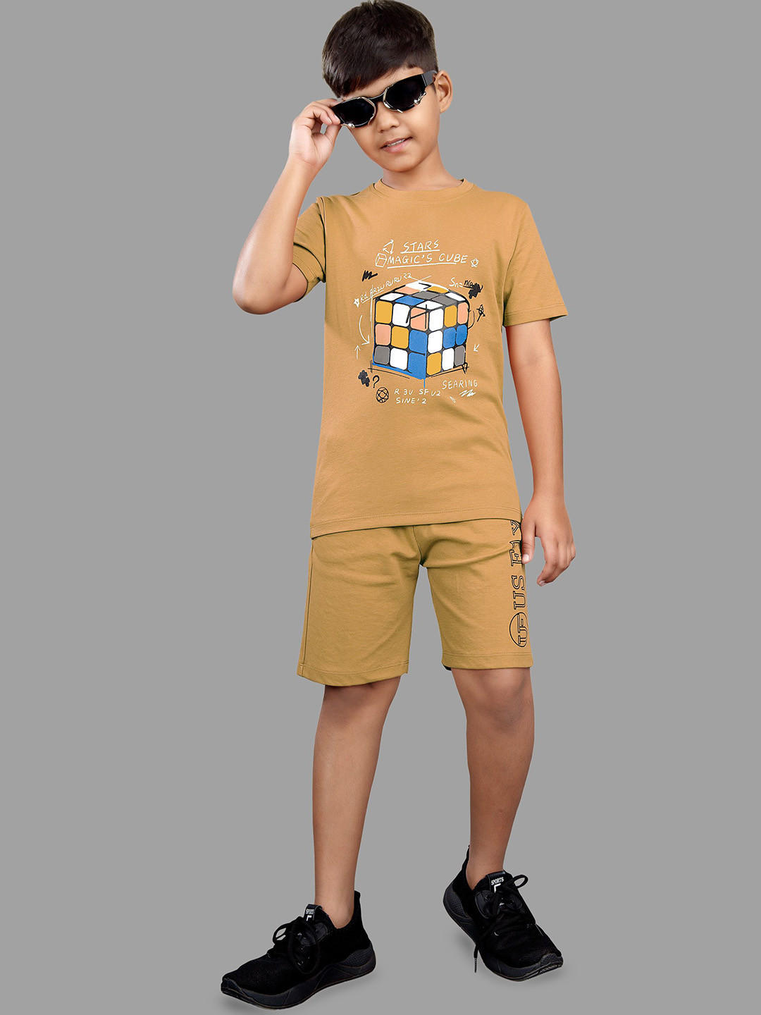 US Fly Kids-Boys Printed T-Shirt With Shorts Clothing Set