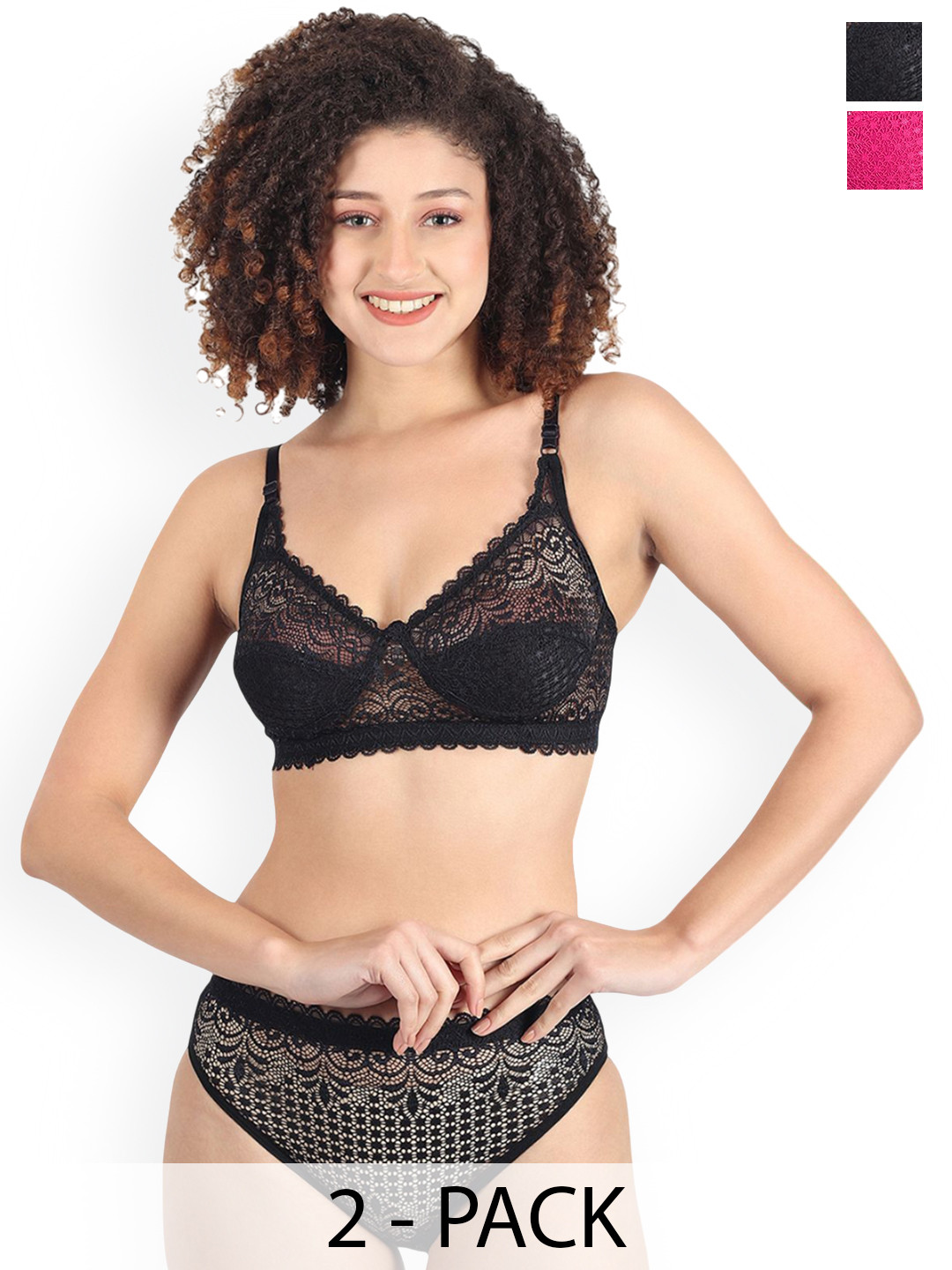 PIBU Pack Of 2 Non-Padded Lingerie Sets A-Rain-Set_Bl,P