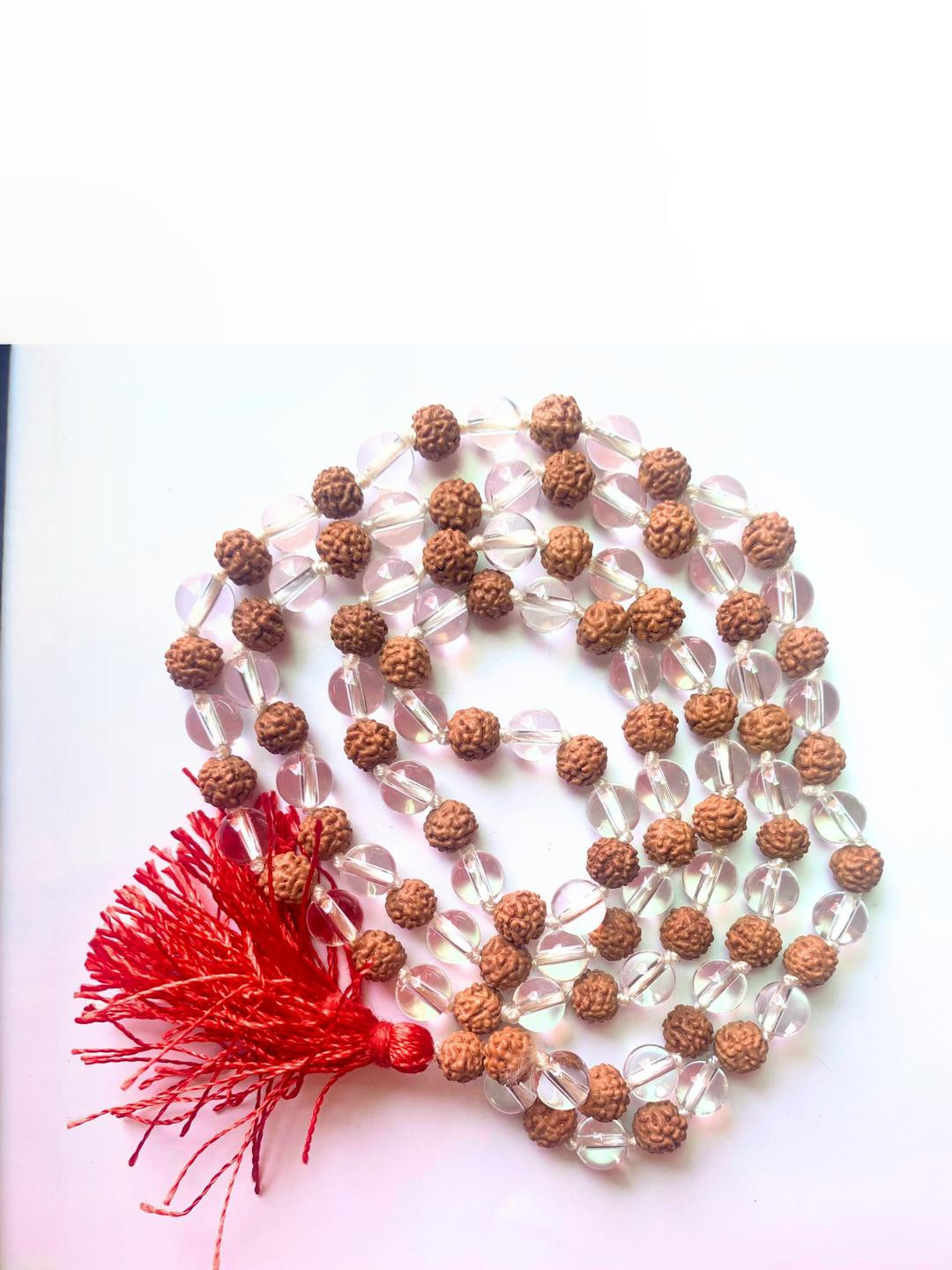 Apnisanskriti Unisex Rudraksha & Sphatik Beads Mala