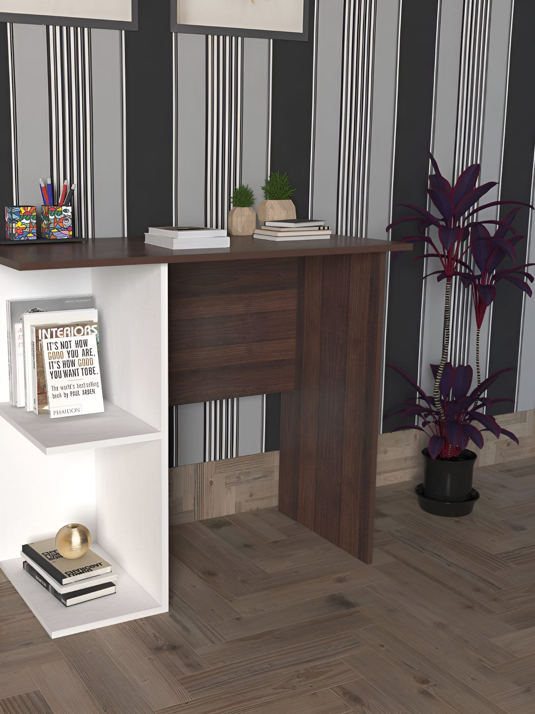 Wood Inspire Brown Engineered Wood Study Table