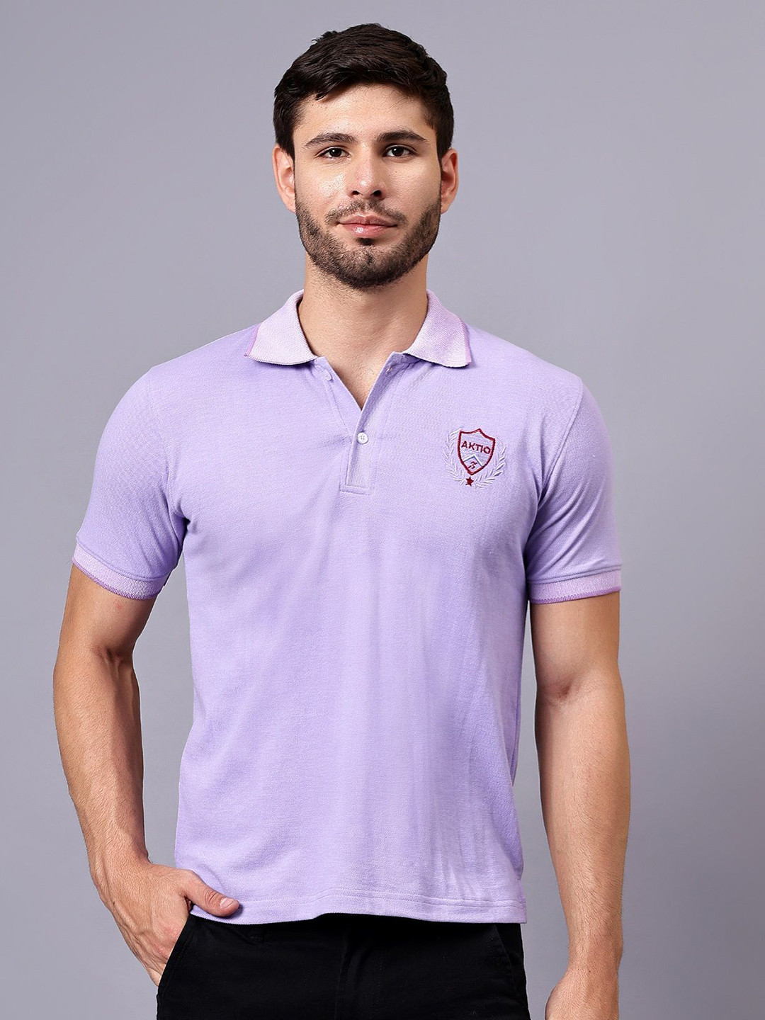 ALAKH HUB Men Solid Polo Collar Cotton T-shirt
