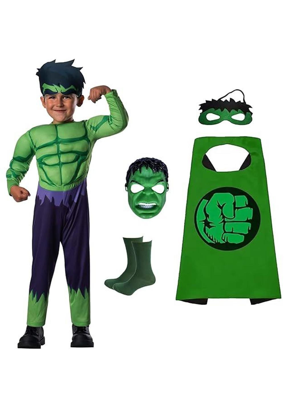 MODERNAZ Kids Printed Hulk T-shirt with Trousers with mask