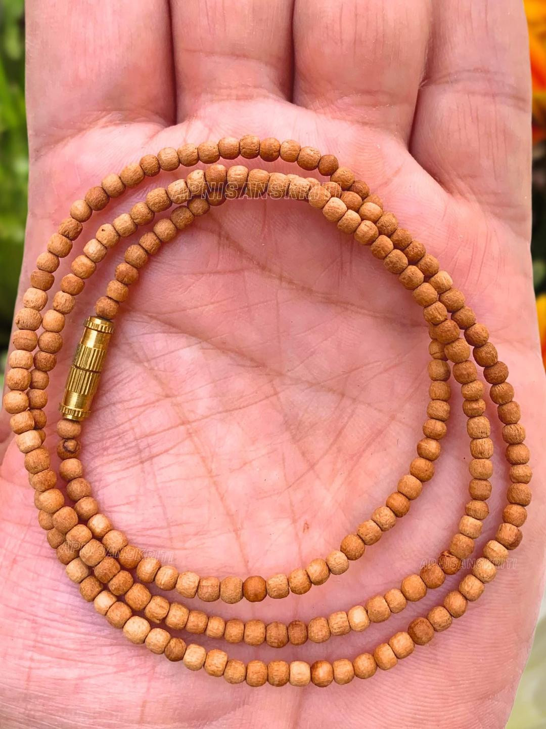 Apnisanskriti Unisex Chandan Sandalwood Kanthi 108+1 3mm Mala