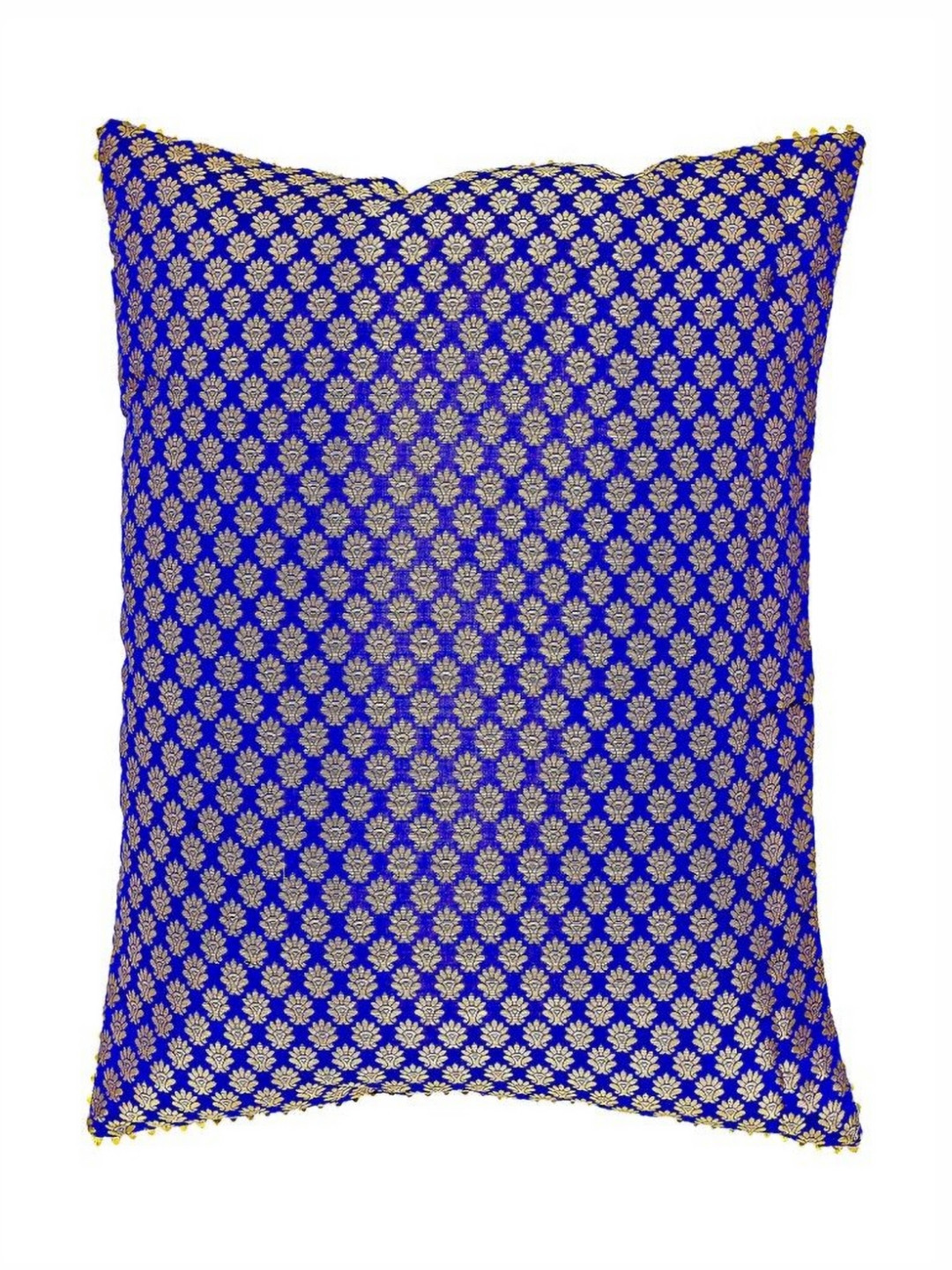 MERA HAAT Blue Ethnic Motifs Polyester Jacquard Washable Rectangle Cushion Cover -16x16In