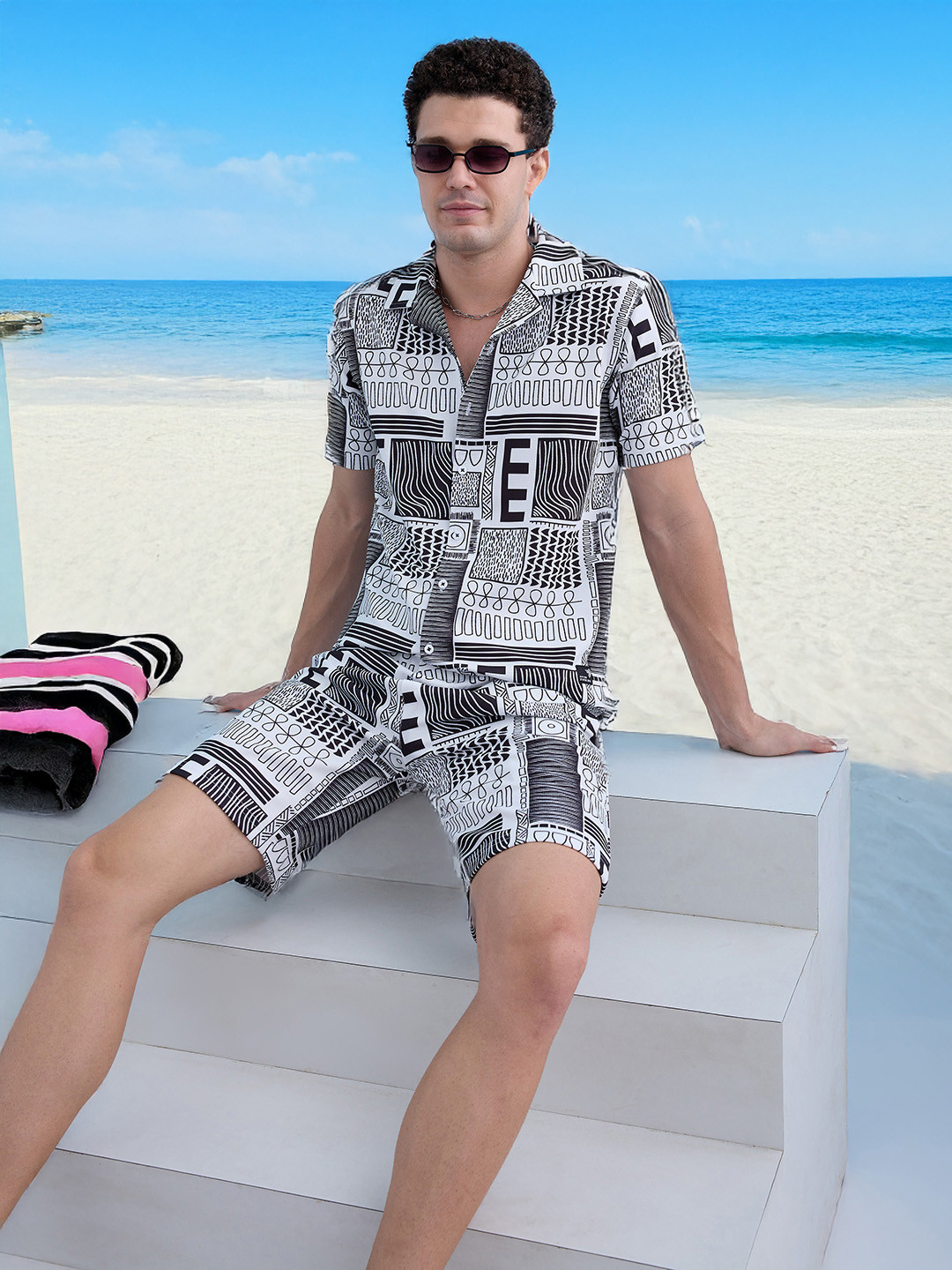 Status Quo Printed Shirt With Shorts Co-Ords