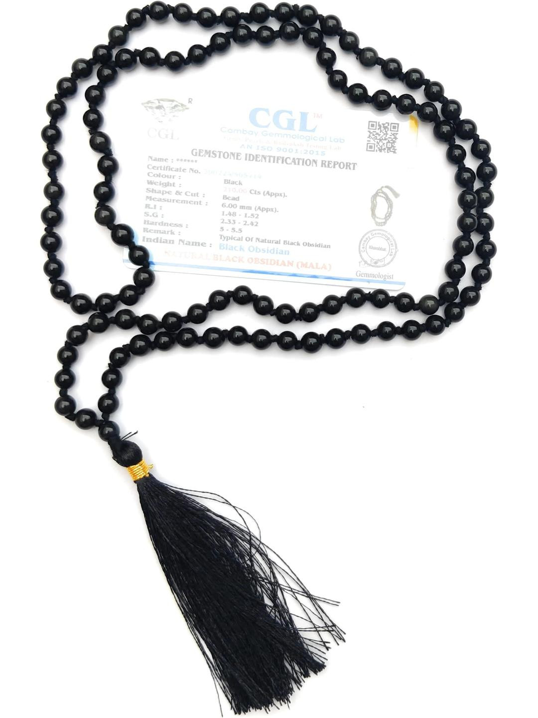 Apnisanskriti Unisex Black Obsidian Stone Mala