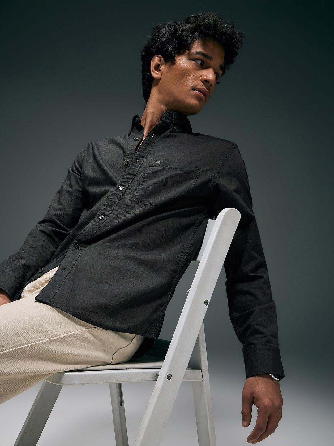 Flying Machine Button-Down Collar Slim Fit Oxford Essential Shirt