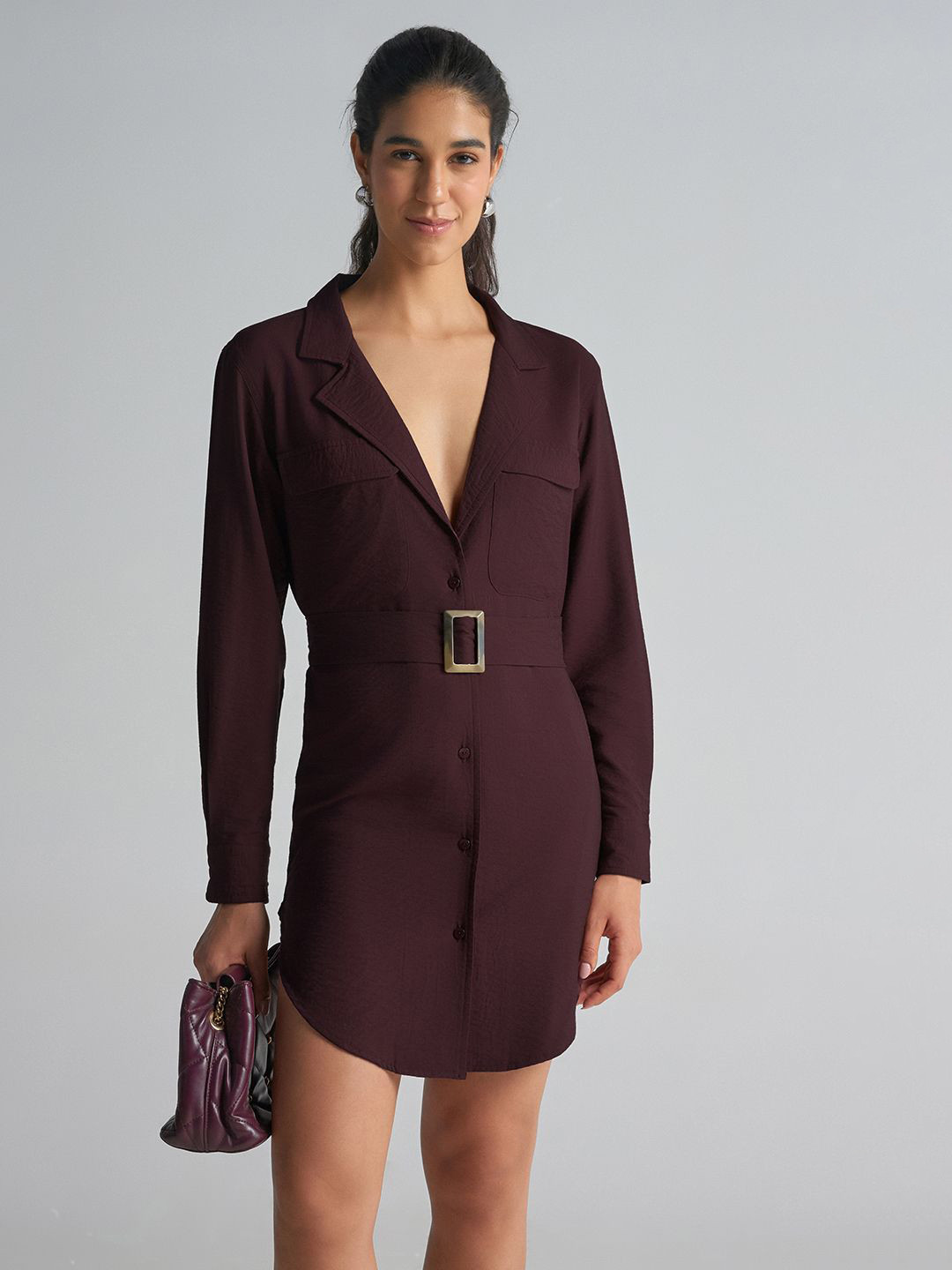 GABLOR Women Shirt Collar Cuffed Sleeves Shirt Dress