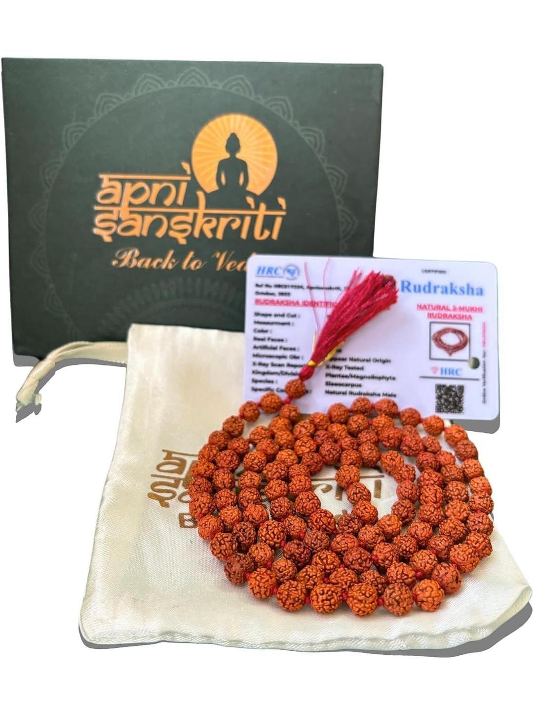 Apnisanskriti Unisex 5-Face Rudraksha 108+1 7mm Mala