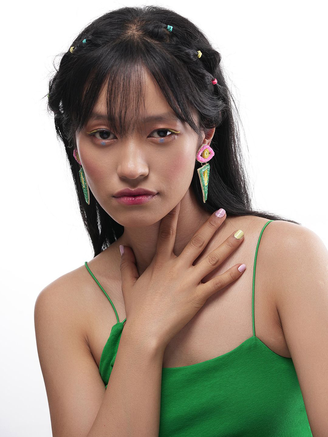 BITCH PLZZ ACCESSORIES Artificial Beaded Triangular Drop Earrings