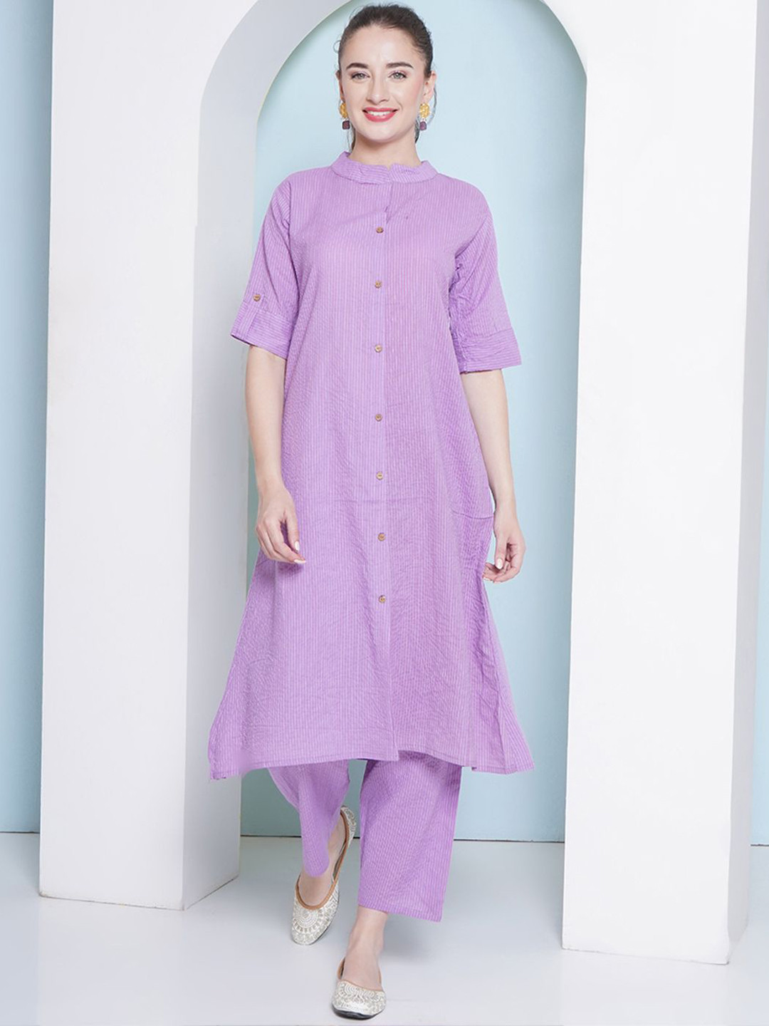 LABEL KASHI Women Striped Kurta with Palazzos
