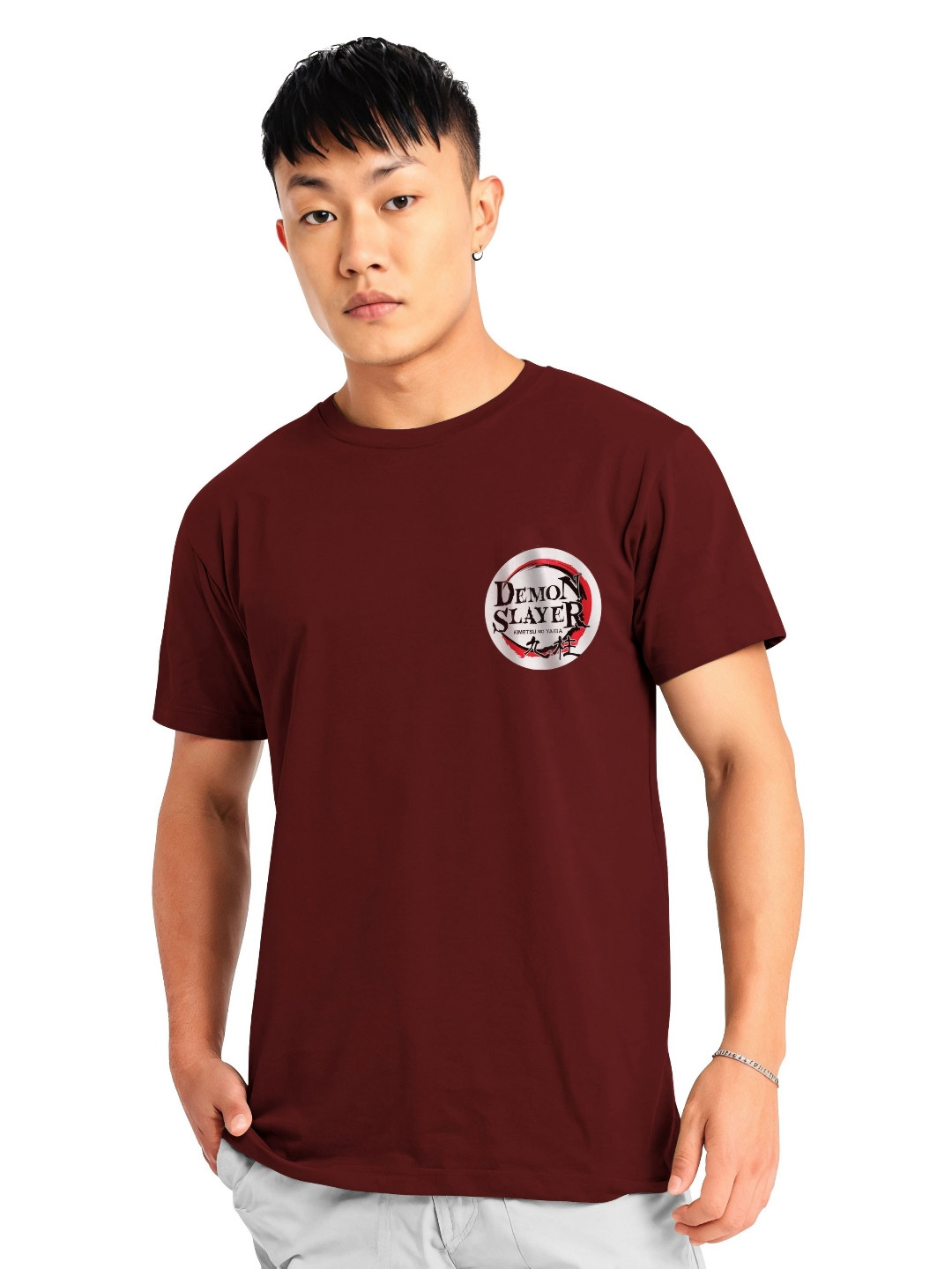 Moda Rapido Men Demon Slayer Graphic Printed Round Neck Cotton T-shirt