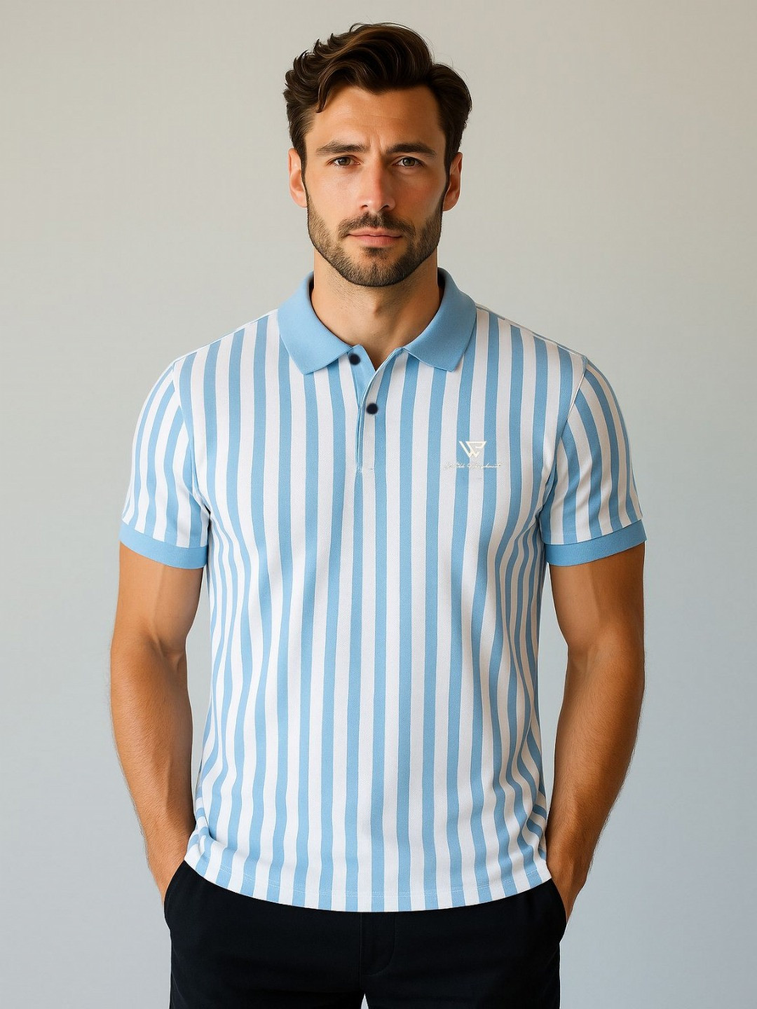 WILD ELEPHANT Striped Polo Collar T-shirt