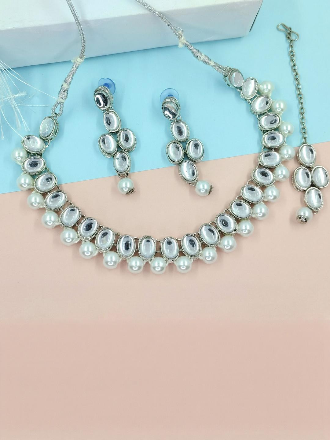 NAVJAI Women Silver-Plated Alloy Jewellery Set