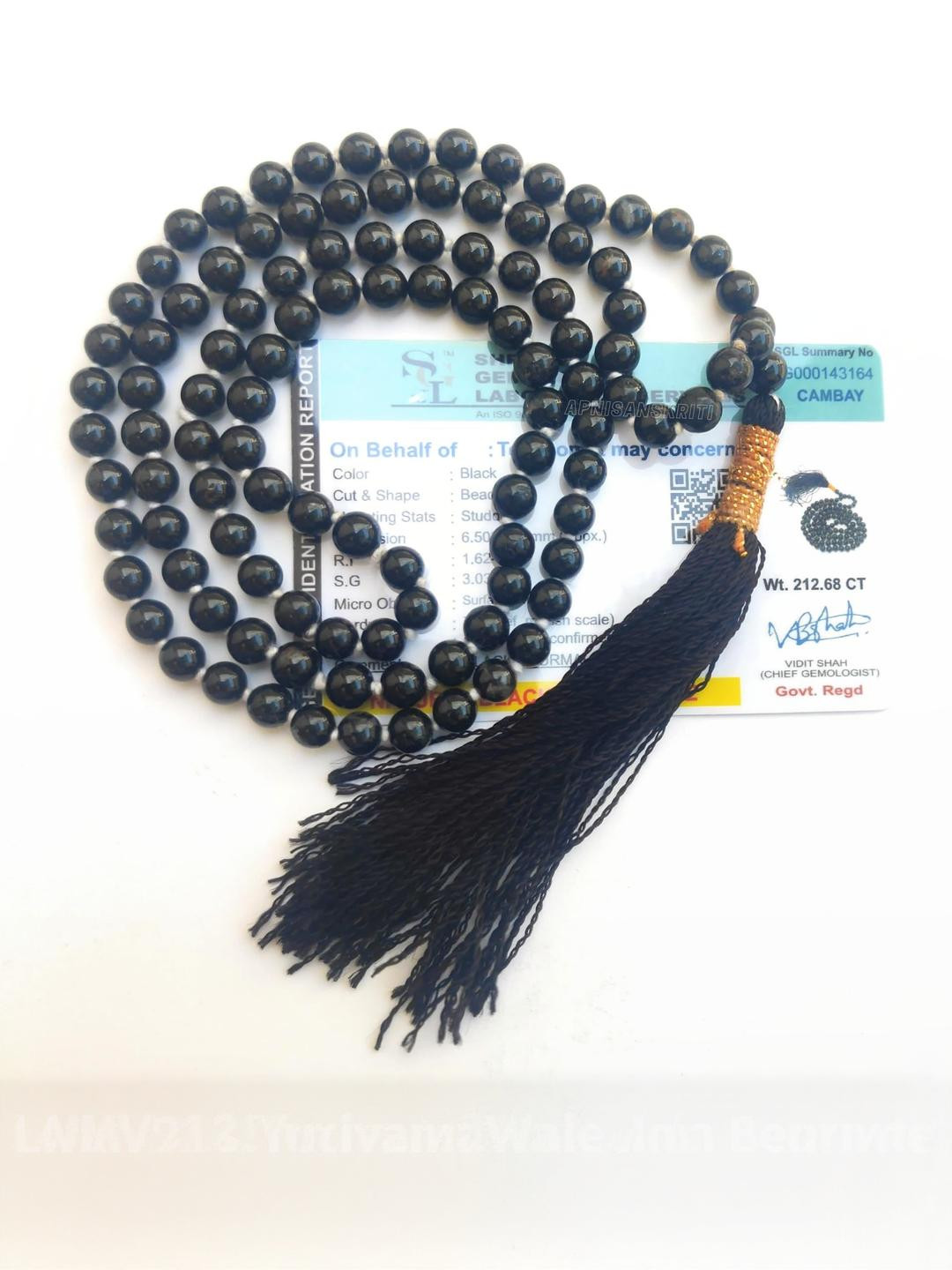 Apnisanskriti Unisex Black Tourmaline Stone Mala