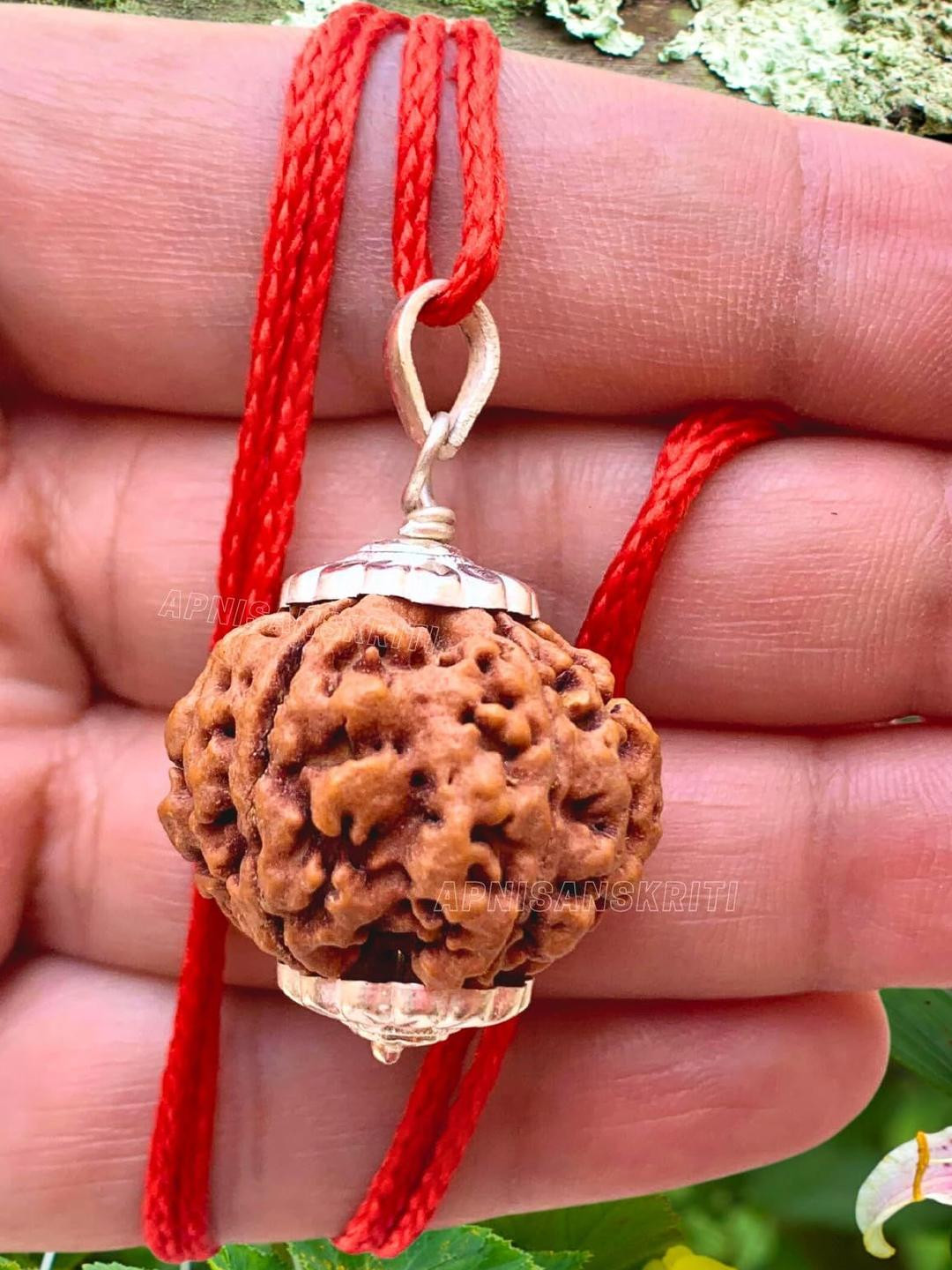 Apnisanskriti Unisex 5-Face Rudraksha Pure Silver Pandent