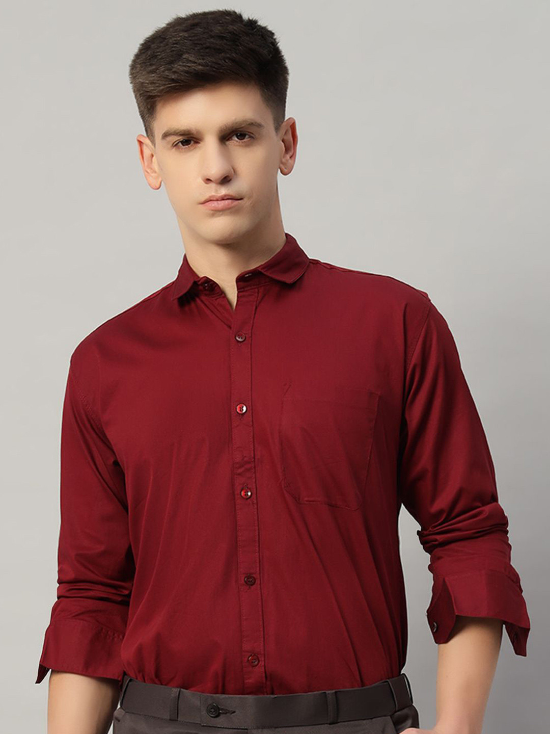 VOGAAN Modern Spread Collar Cotton Slim Fit Formal Shirt