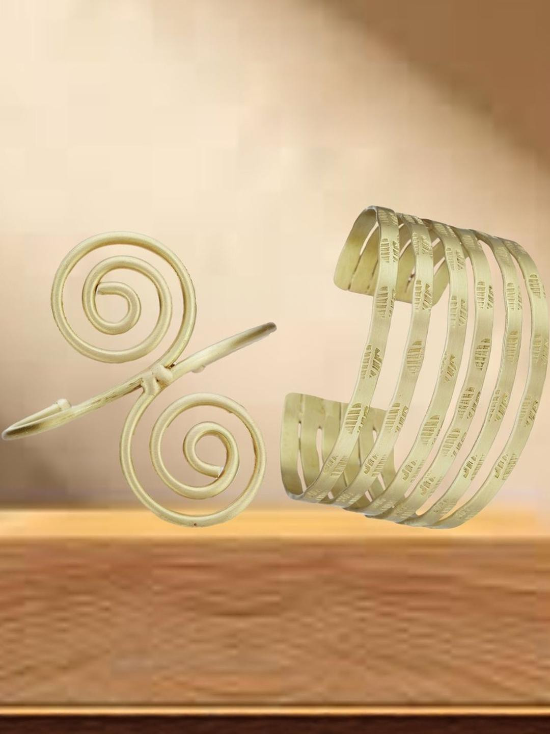 Anouk Set Of 2 Gold-Plated Wavy-Shaped Layered Cuff Bracelets