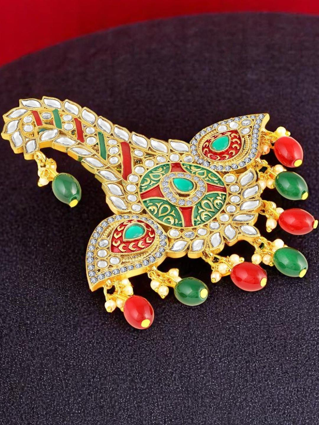 Mahi Men Multicoloured Meenakari Enamel Kalangi For Pagdi Brooch