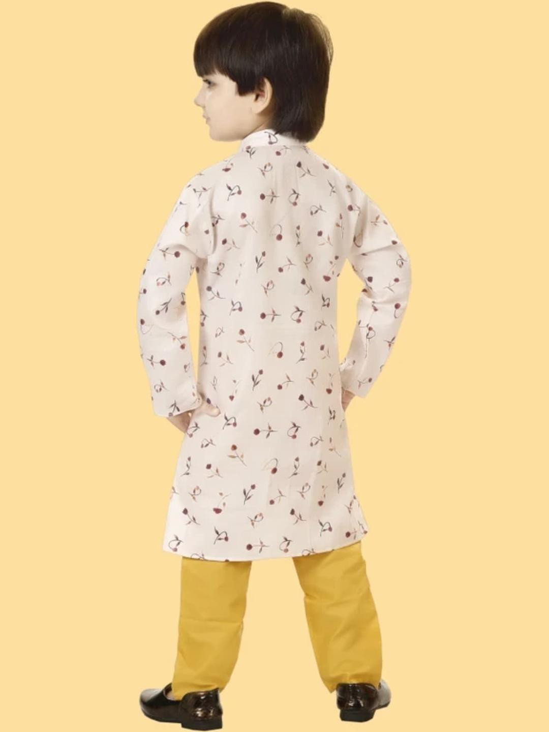 VISHESTA Kids-Boys Off White Cotton Blend Kurta Sets