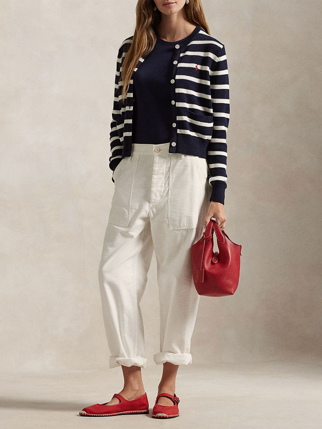 Polo Ralph Lauren Women Striped Round Neck Cardigan