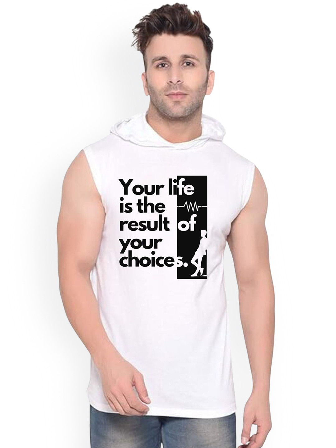 FABSTIEVE Your Life Printed Gym Vest vk t-050_Print-210_gym_vest White M