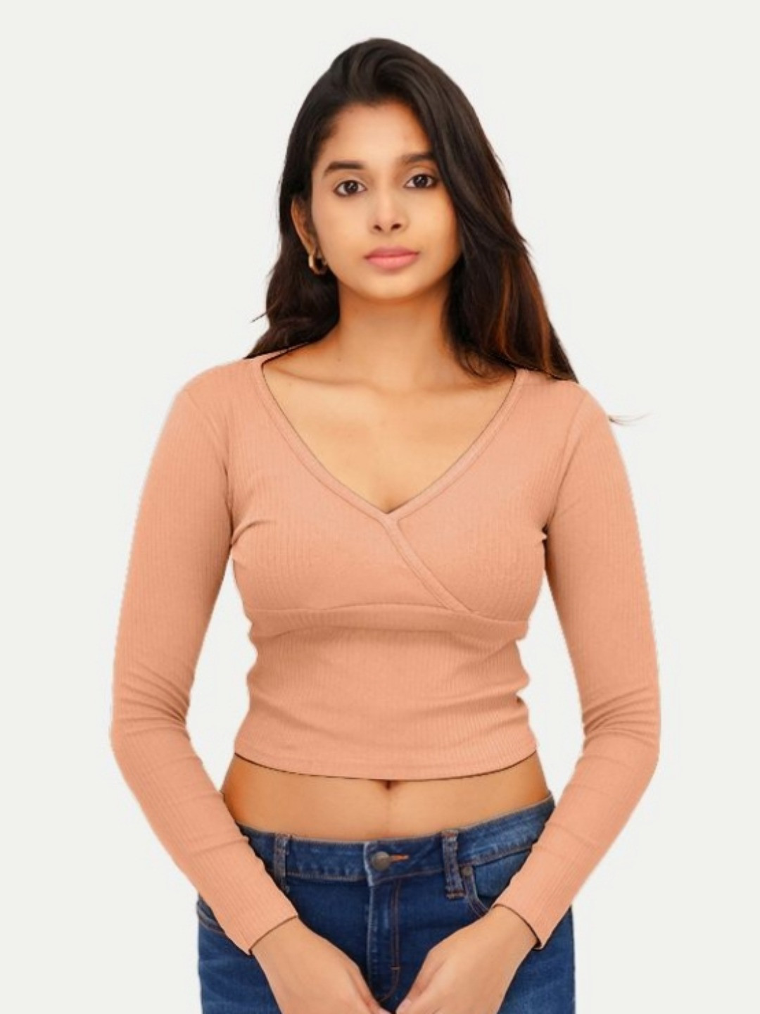 Radprix Vertical Striped V-Neck Cotton Top