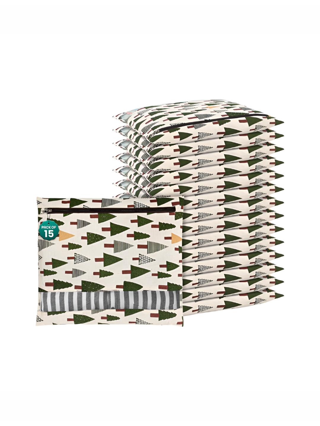 Aura Green 15 Pcs Almirah Clothe Packing Bag Hanging Clothe Cover Multi-Utility Organisers