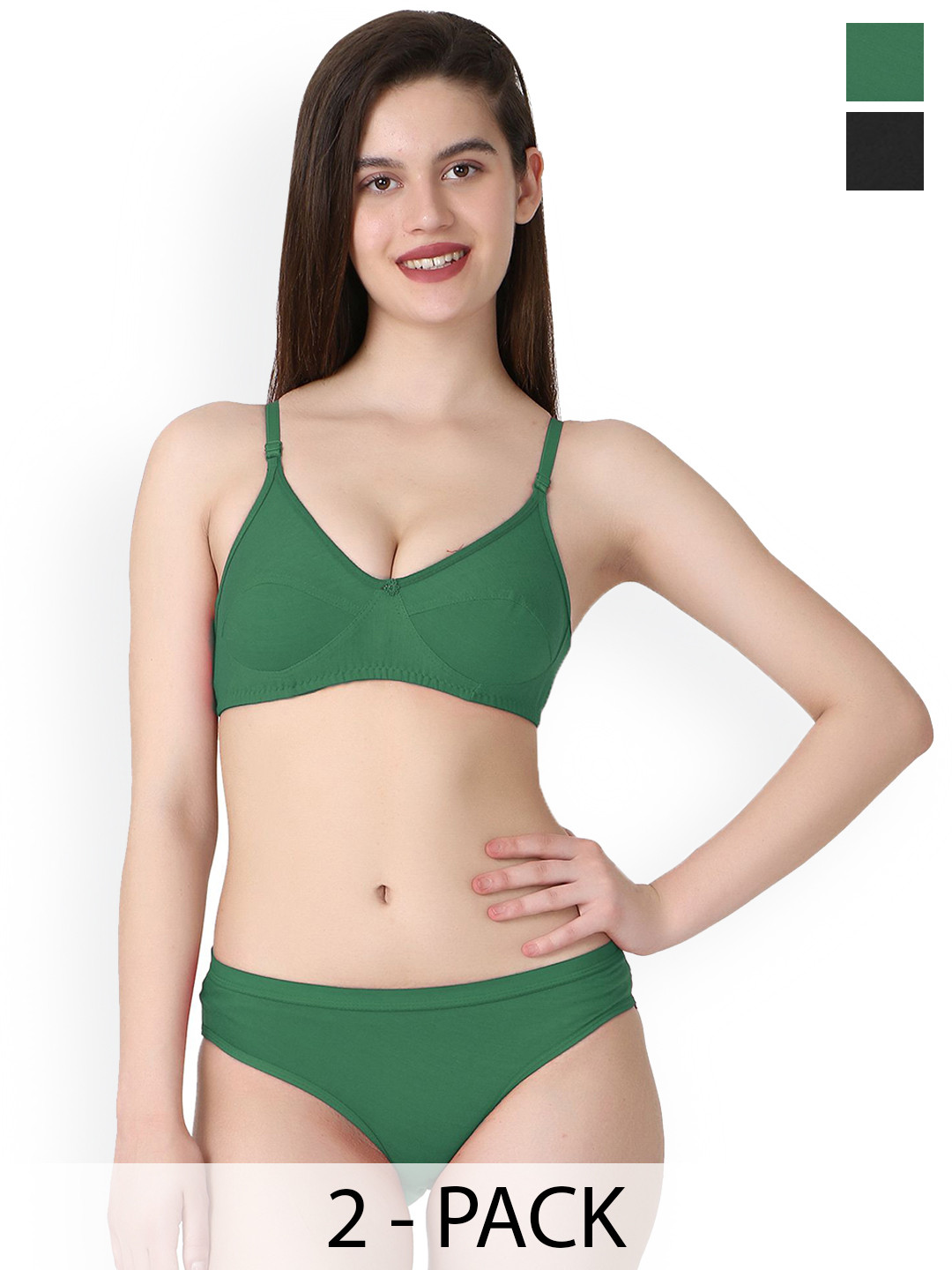 PIBU Pack Of 2 Cotton Non Padded Set A-Ruchi-Sett_Bl,G