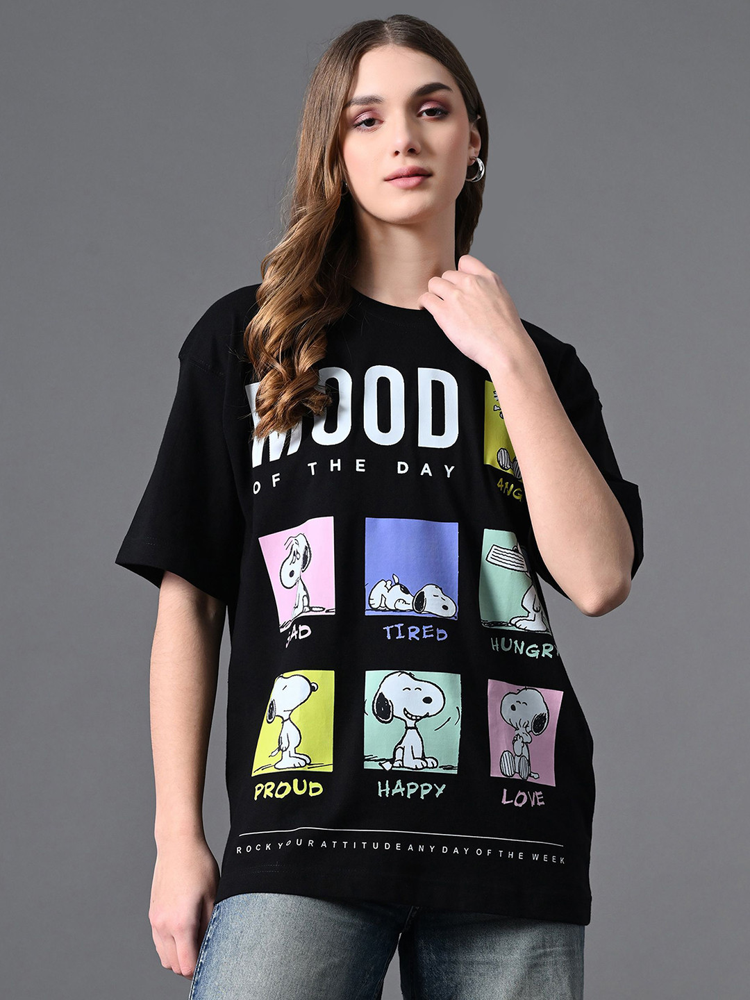 OYEEBRO Casual Chic Graphic Printed Rund Neck Relaxed Fit Bio Finish T-shirt