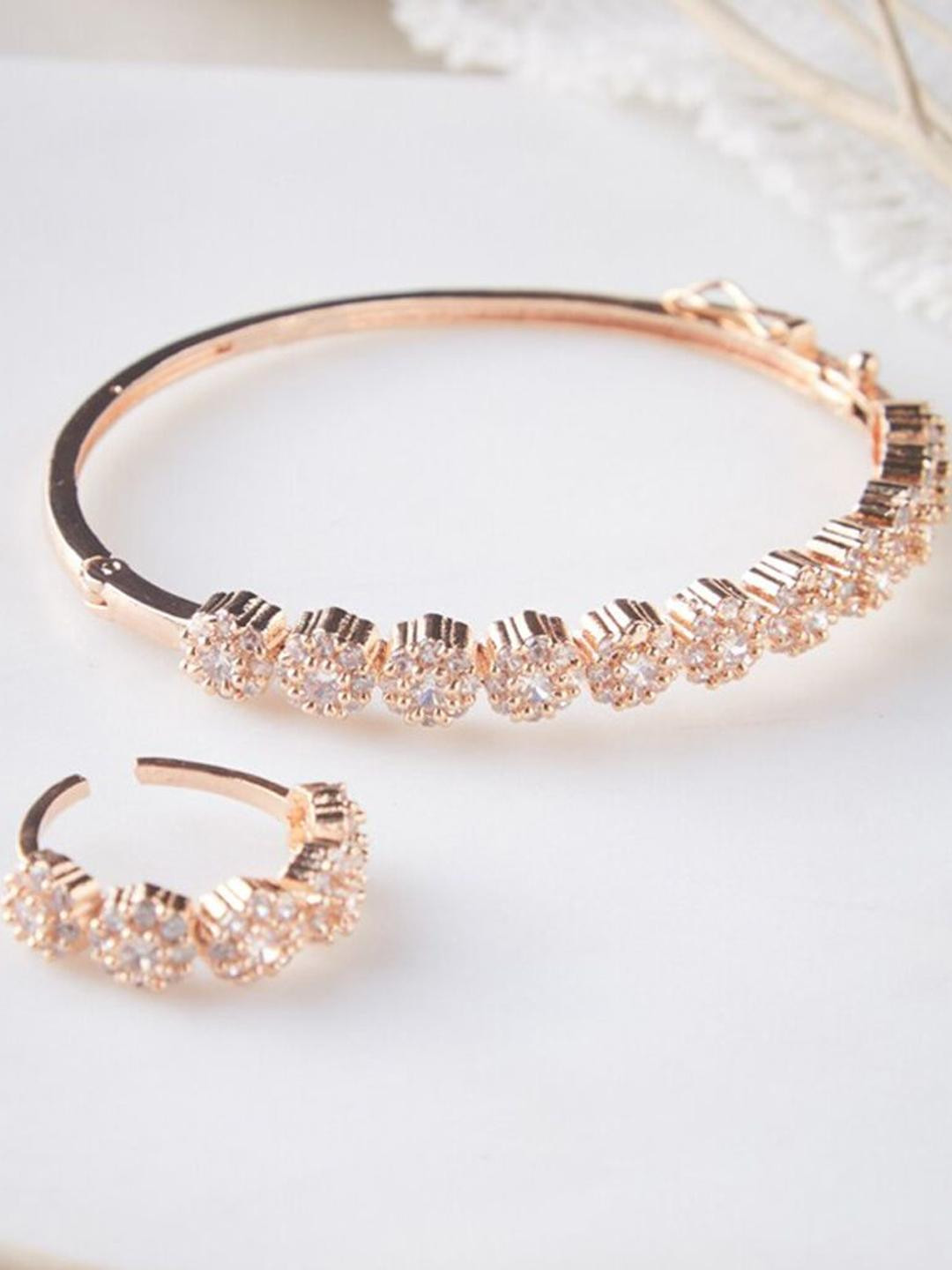 Anouk Set of 2 Gold-Plated American Diamond Cuff Bracelets