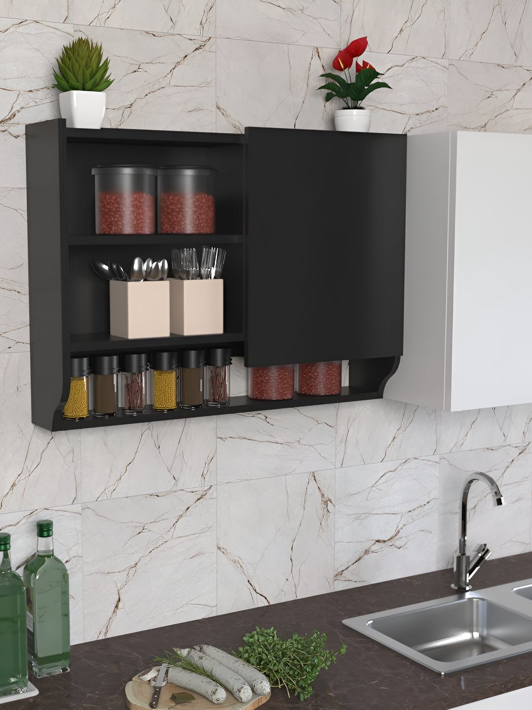 Wood Inspire Brown Engineered Kitchen Cabinet