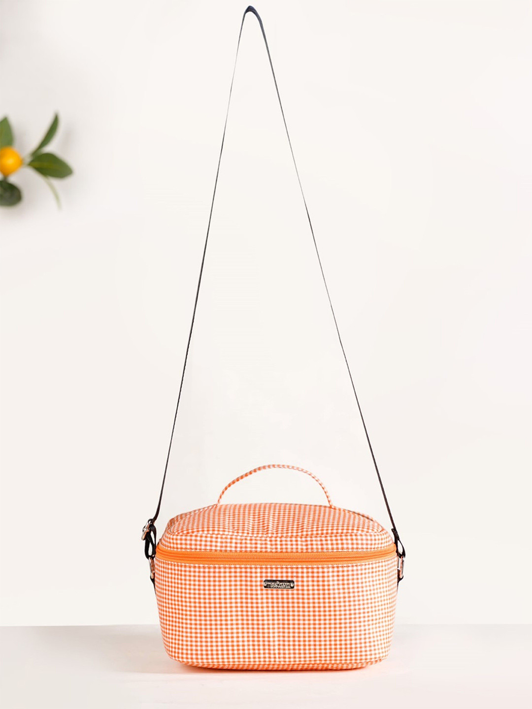 Nestasia Tangerine Checkered Insulated Lunch Bag
