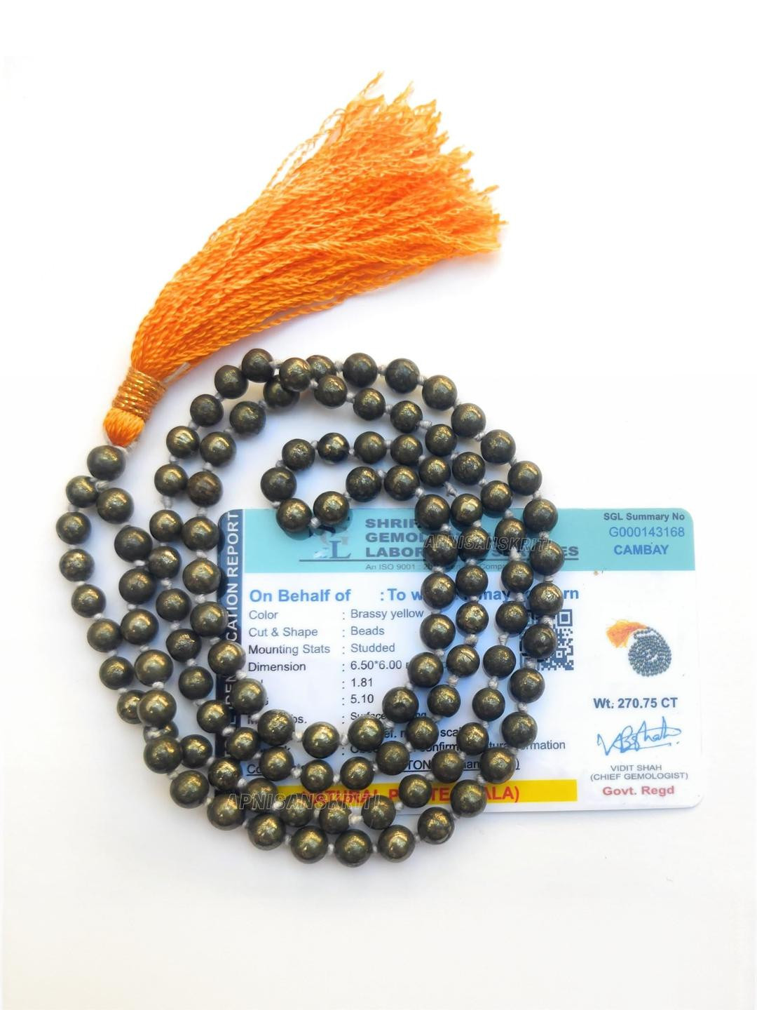 Apnisanskriti Unisex Pyrite Stone Mala