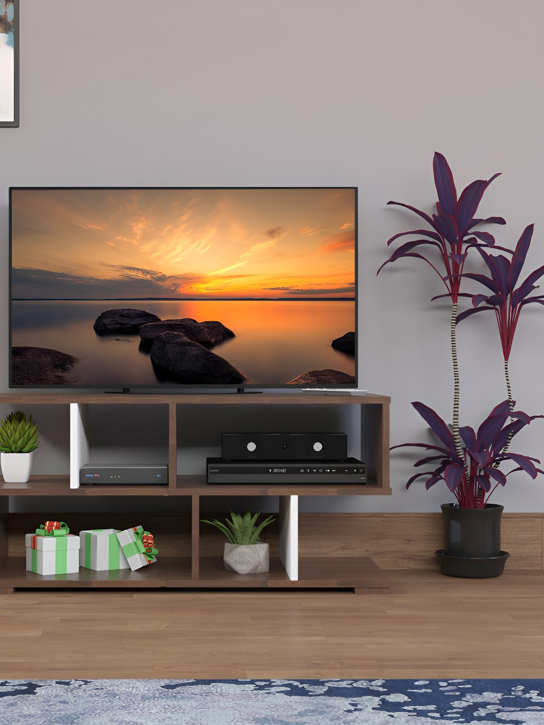 Wood Inspire Brown Engineered Wood Entertainment Unit