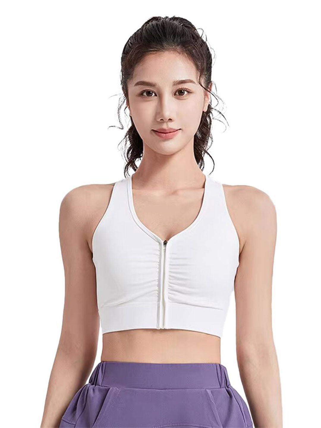 Luella High Impact Soft Foam Padded Front Zip Racerback Sports Bra