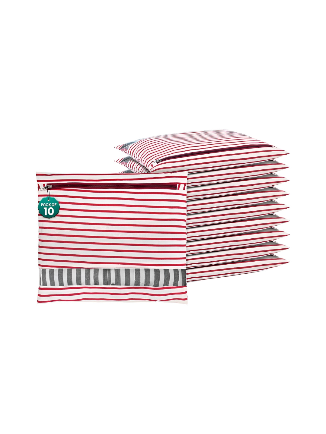 Aura Maroon 10Pcs Almirah Clothe Packing Bag Hanging Clothe Cover Multi-Utility Organisers