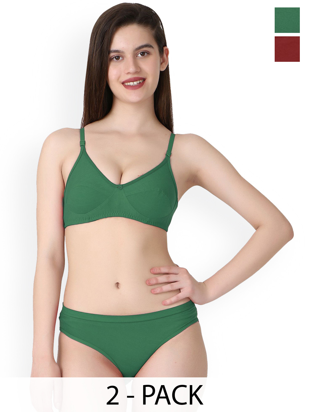 PIBU Pack Of 2 Non Padded Lingerie Sets B-Ruchi-Sett_M,G