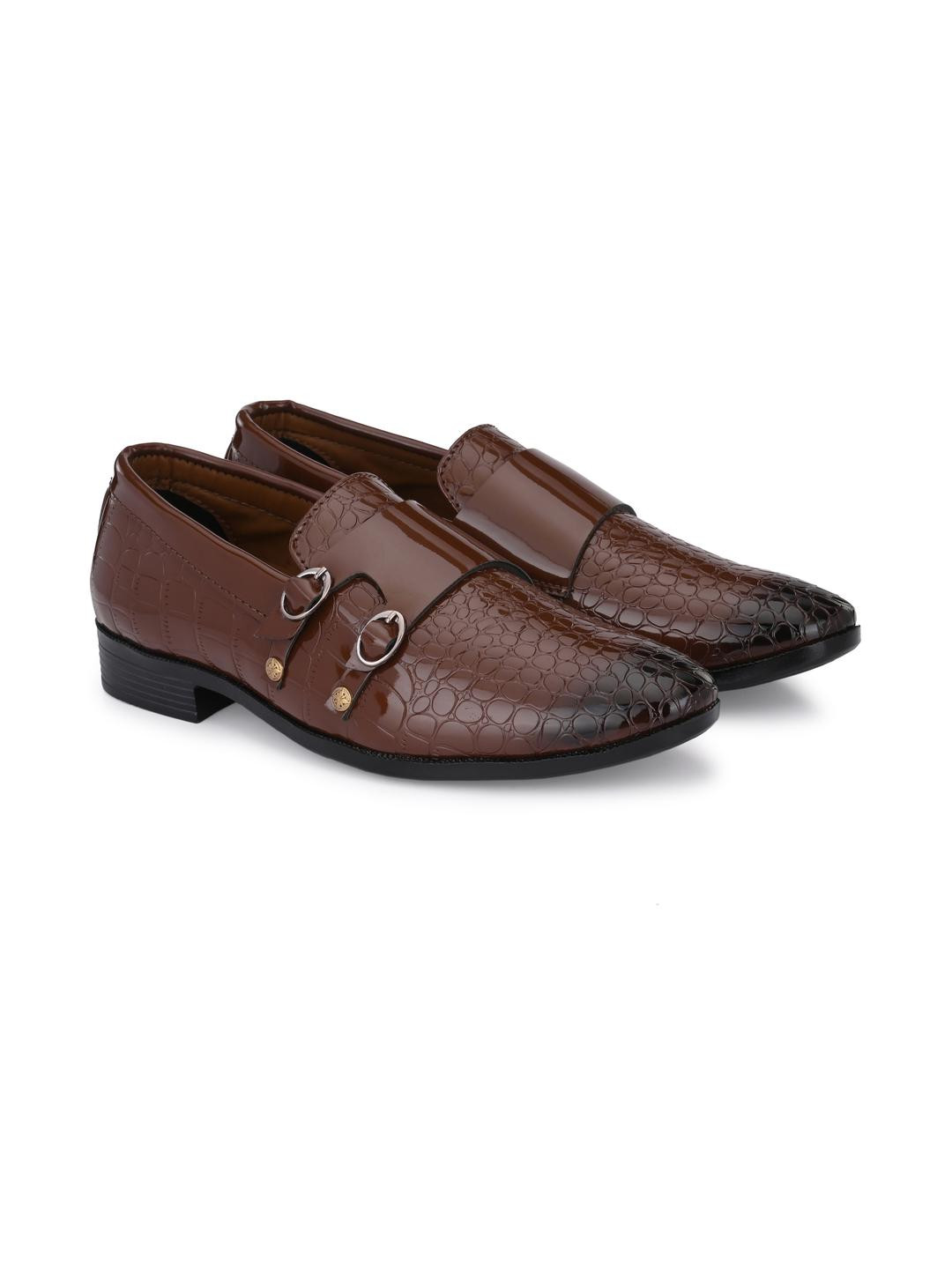 G L Trend Men Tan Monk Shoes
