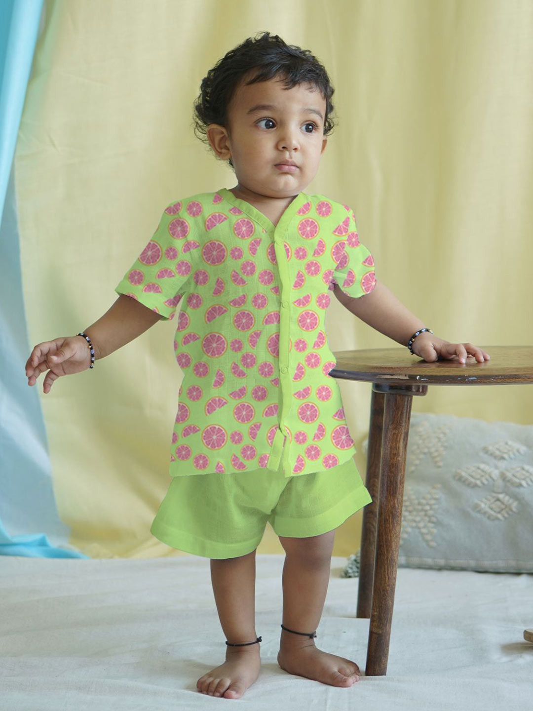 The Boo Boo Club Kids Printed Short Sleeves Pure Cotton Shirt With Shorts
